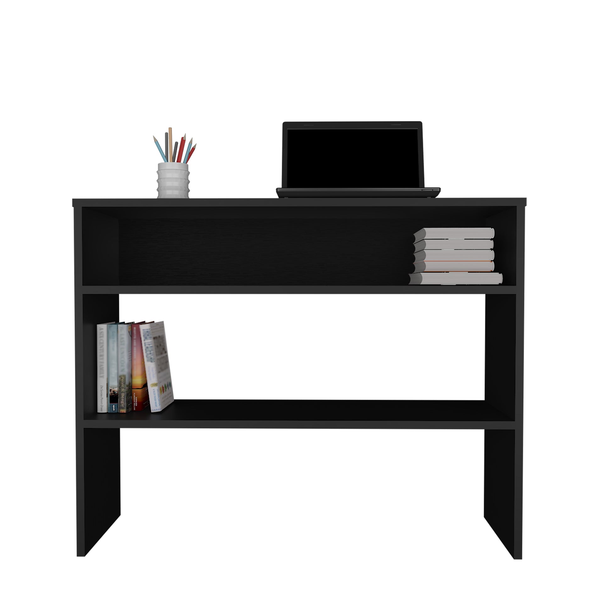 Being 39" Wide 2 Tier Shelf Narrow Console Table, Entryway Table Black Primary Living Space Modern Particle Board