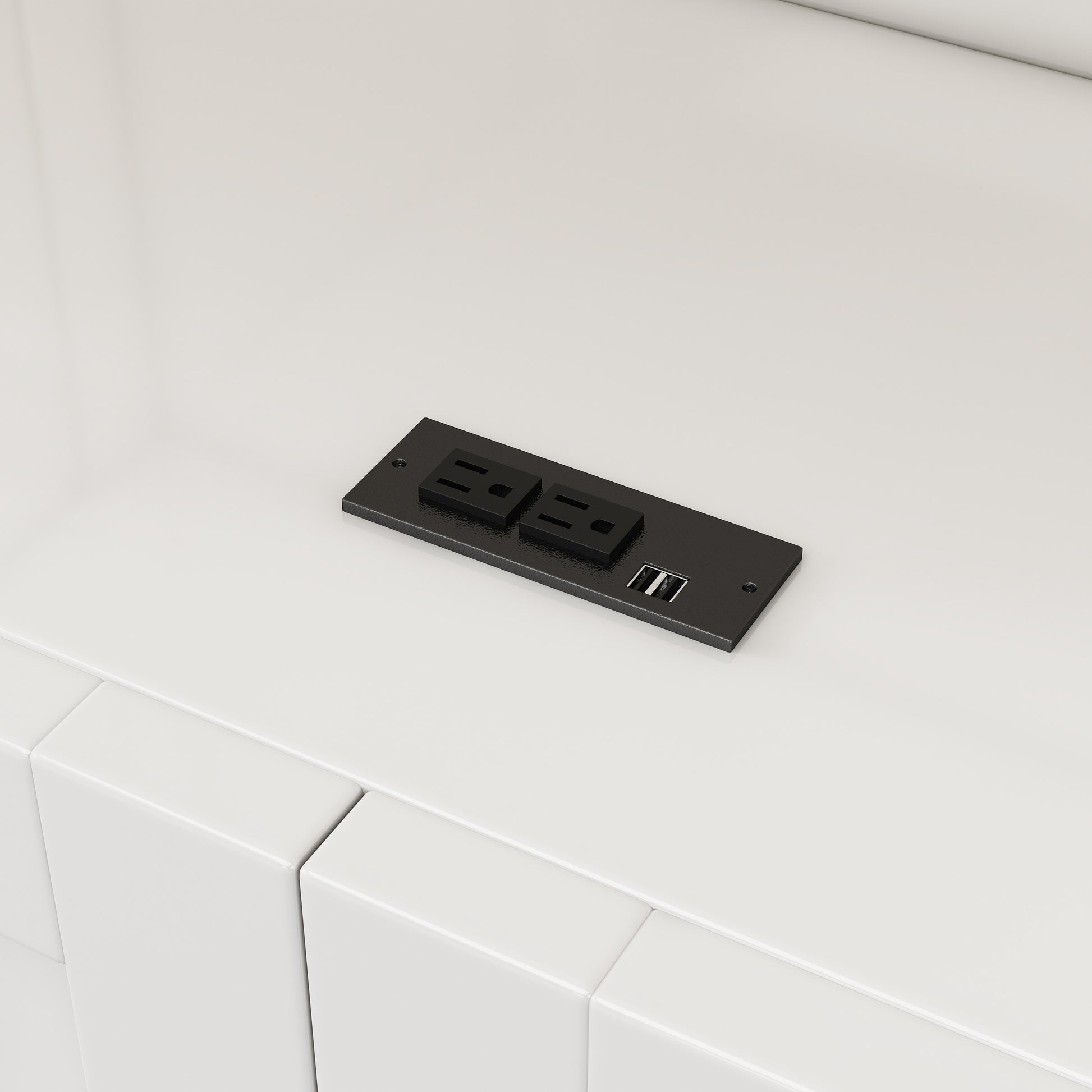 2 Doors Bookshelf With Usb Port 3 Adjustable And 3 Fixed Shelves Bookcase Side Cabinet Storage Shelves In White Old Sku:Wf311493Aac White Solid Wood Mdf