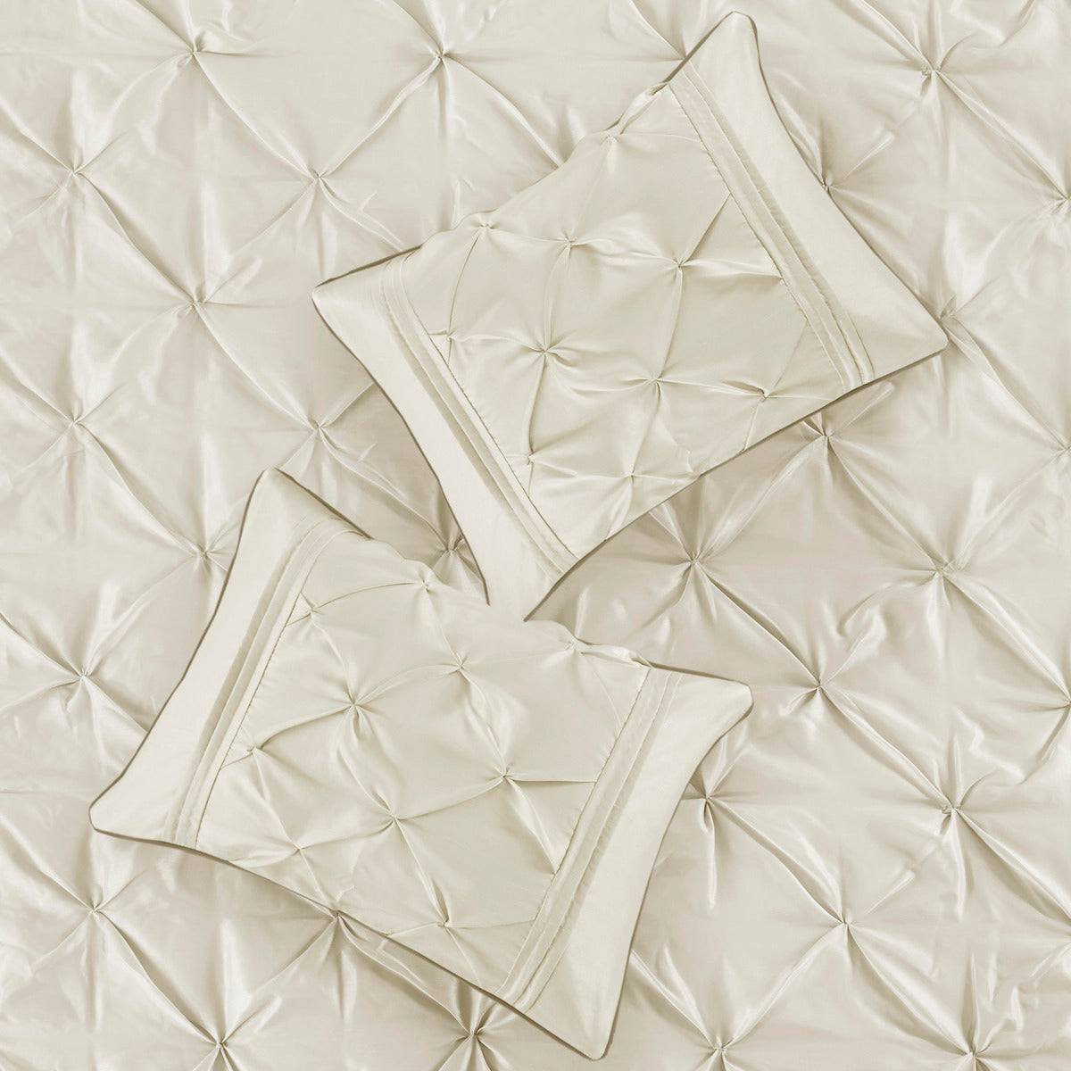 7 Piece Tufted Comforter Set Ivory King King Ivory Polyester
