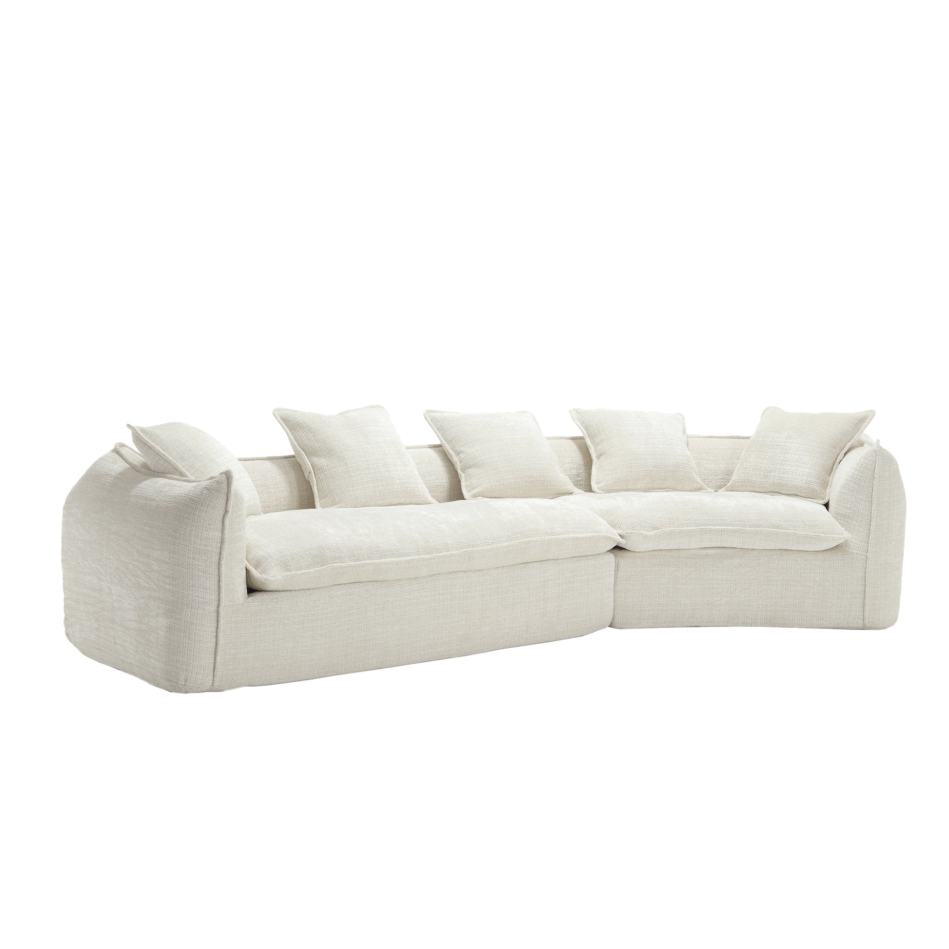Modular Sectional Sofa, U Shaped Couch With Sofa For Five & Pillows, Modern Minimalist Chenille Fabric Large Comfy Cloud Sofas, Living Room Furniture Sets Beige Chenille 5 Seat