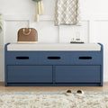 Rustic Storage Bench With 2 Drawers, Hidden Storage Space, And 3 False Drawers At The Top, Shoe Bench For Living Room, Entryway Navy Navy Mdf Acacia