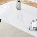 Table And Chair Set, White Imitation Marble Texture Rock Board Table Top, Black Metal Table Legs, Stable And Beautiful. Modern Simple Dining Table, Comfortable Seating. White Gray Metal
