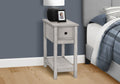 Accent Table, End, Side Table, 2 Tier, Narrow, Bedroom, Lamp, Storage Drawer, Grey Veneer, Transitional Gray Wash Mdf