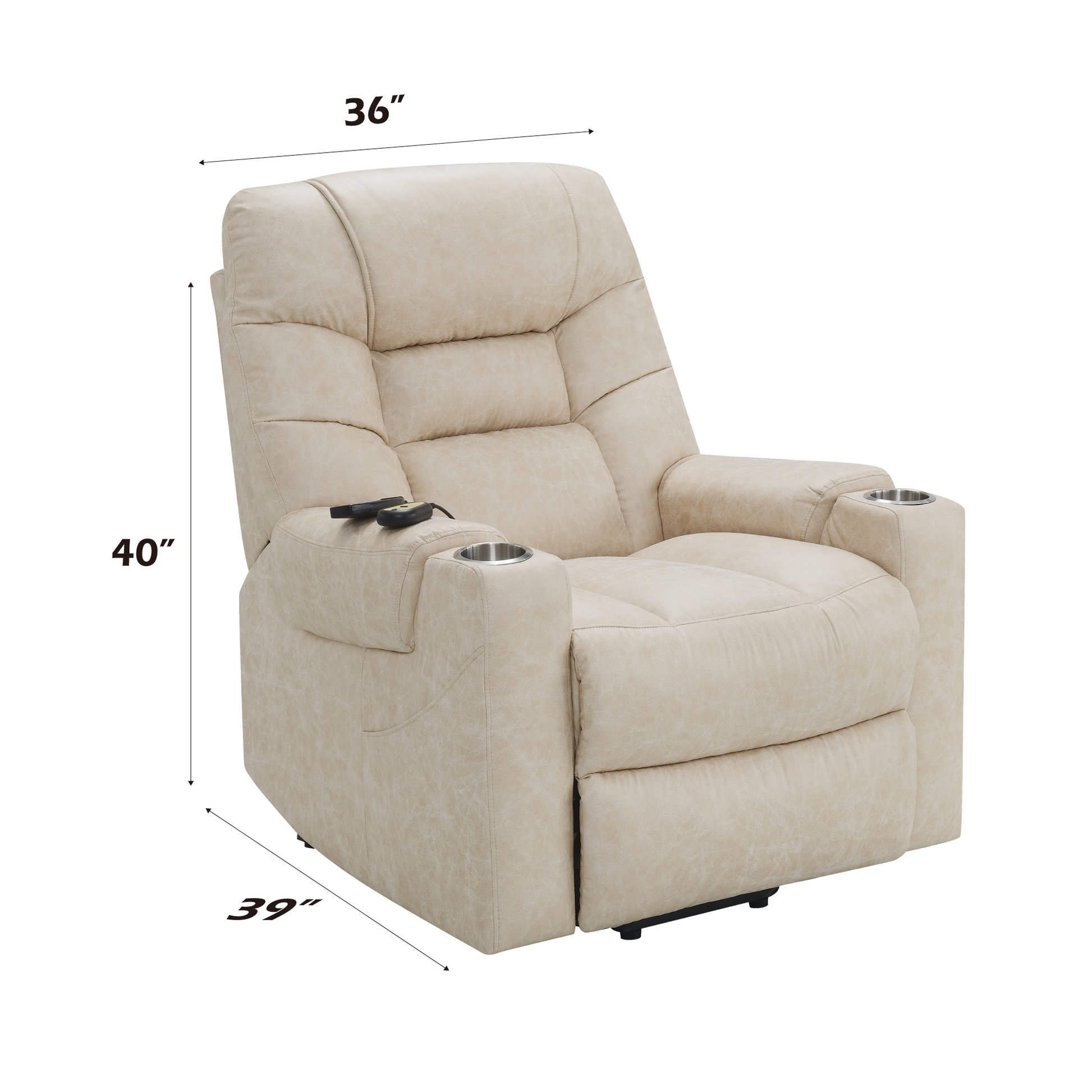 Light Grey Power Lift Recliner With Heating And Massage Light Grey Faux Leather Power Remote Metal Primary Living Space Tight Back Push Button Pillow Top Arms Faux Leather