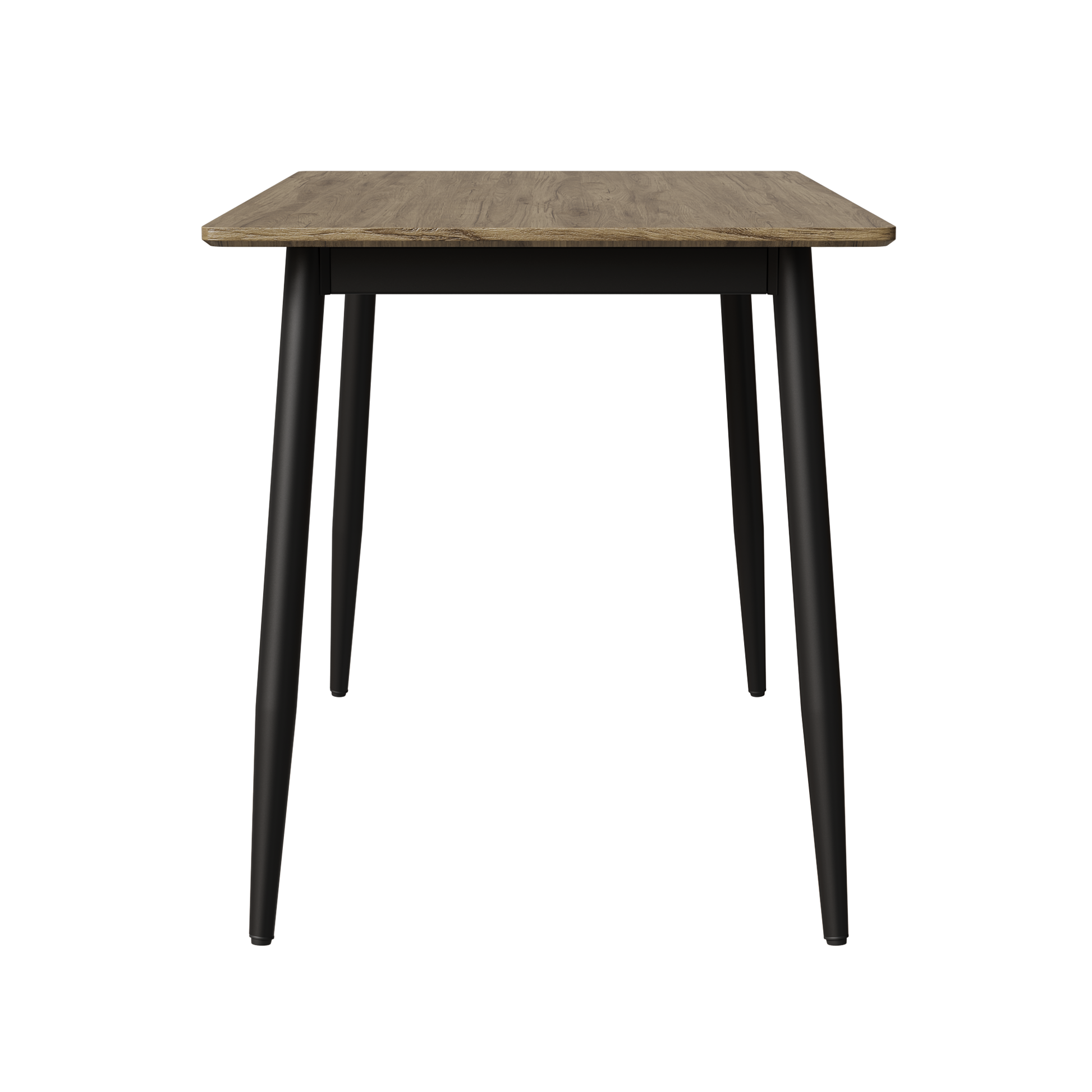 Modern Minimalist Wood Grain Tabletop Dining Table, Stylish Dining Table, Kitchen Dining Table, Sturdy And Durable, Easy To Assemble, Black Metal Leg Design, Suitable For 4 6 People, Suitable For
