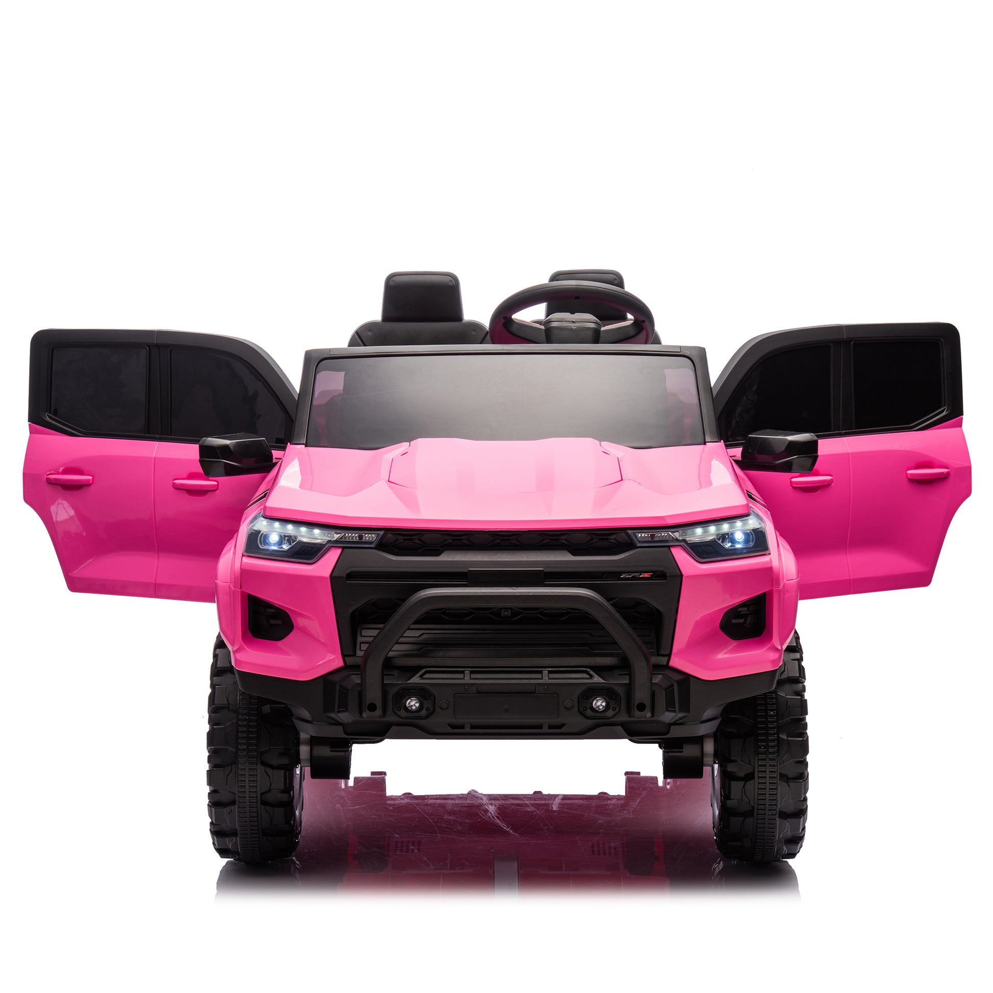 24V10A Two Seater Kids Ride On Electric Pickup, Kids Ride On Toy W Parents Remote Control,4Wd 800W Motors,Two Safety Belts,High Gate Safety Design,Usb,Bluetooth, Speed 2.49 3.73Mph For Kids Aged 3 . Rose Red 50 99 Lbs Polypropylene