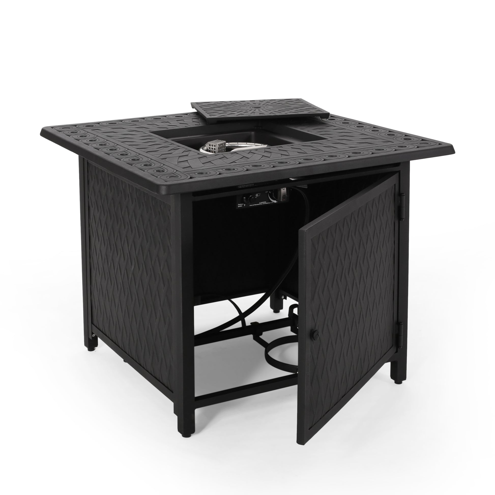 Aspen 32" Square Firepit 37,000 Btu Matt Black Aluminium