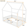 Full Size Wood House Bed With Fence And Door, White Old Sku: Wf303134Aak Box Spring Not Required Full White Wood Bedroom Bed Frame Pine