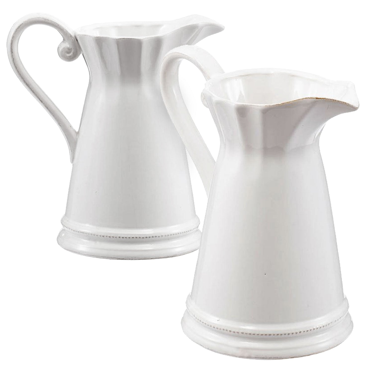 2 Pack Maisie Pitcher, 8.5X6X9" White Porcelain