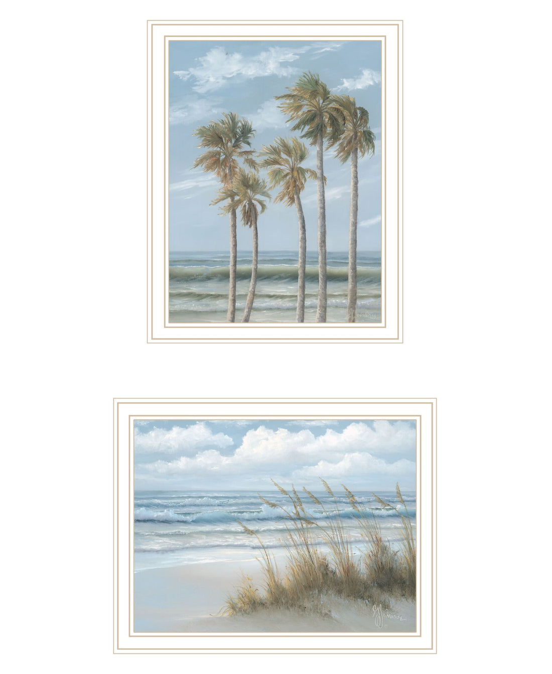 "Winds Of The Ocean Blowing The Palm Trees And Sea Oats" Framed Wall Art For Living Room, Wall Art Print For Home Decor, Bedroom Wall Art By Georgia Janisse Multicolor Wood Paper