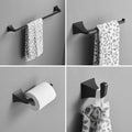 4 Piece Matte Black Bathroom Set Towel Ring, Toilet Paper Holder, Towel Hook, And 24