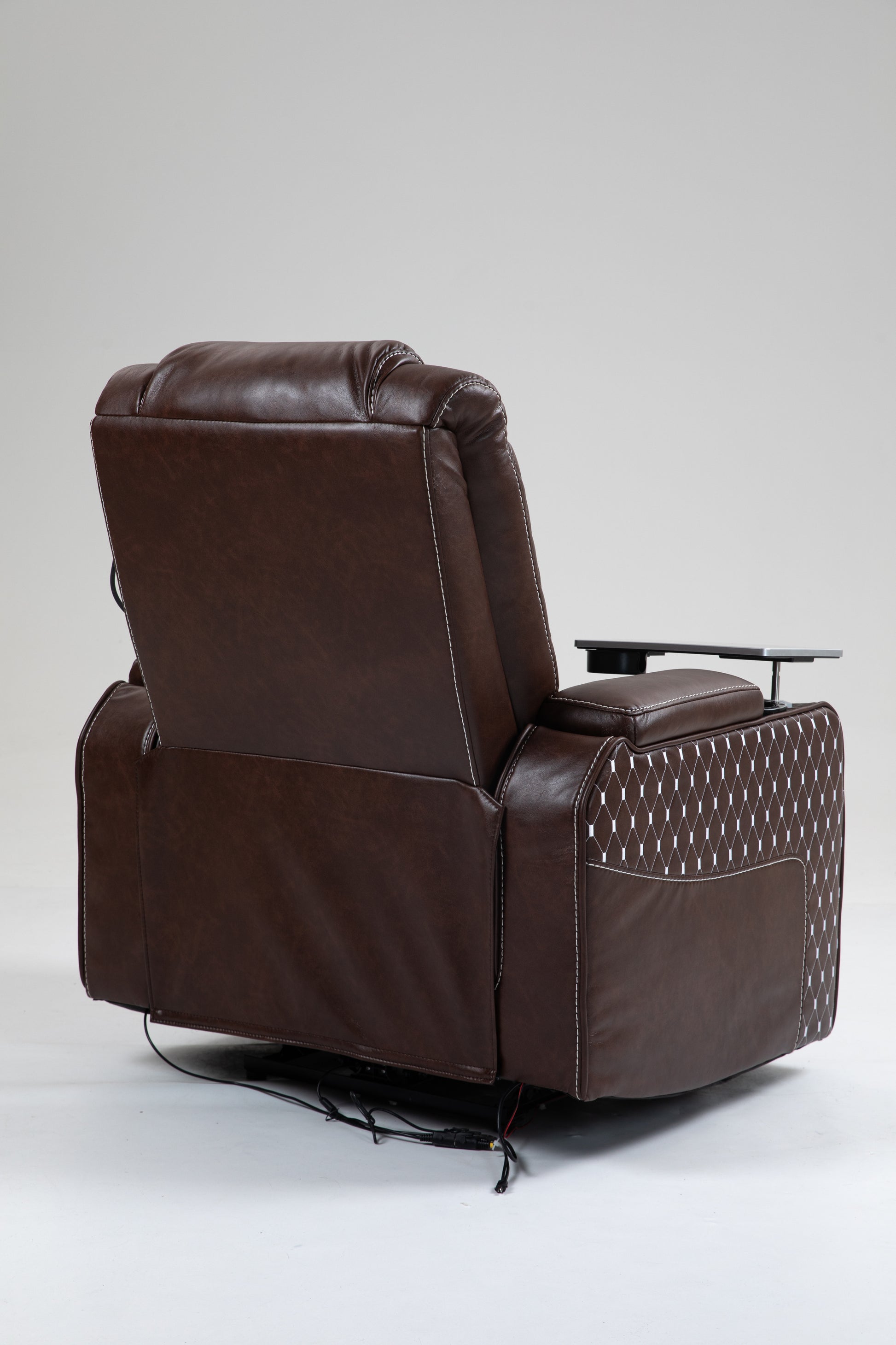 Power Zero Gravity Recliner With Multifunctional Features Storage Armrest & Cup Holder Laptop Table & Phone Holder Reading Light & Led Infinite Position Recline For Living Room & Office Brown Leather