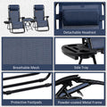 Outsunny Zero Gravity Chair Set With Side Table, Folding Reclining Chair With Cupholders & Pillows, Adjustable Lounge Chair For Pool, Backyard, Lawn, Beach, Blue Blue Steel