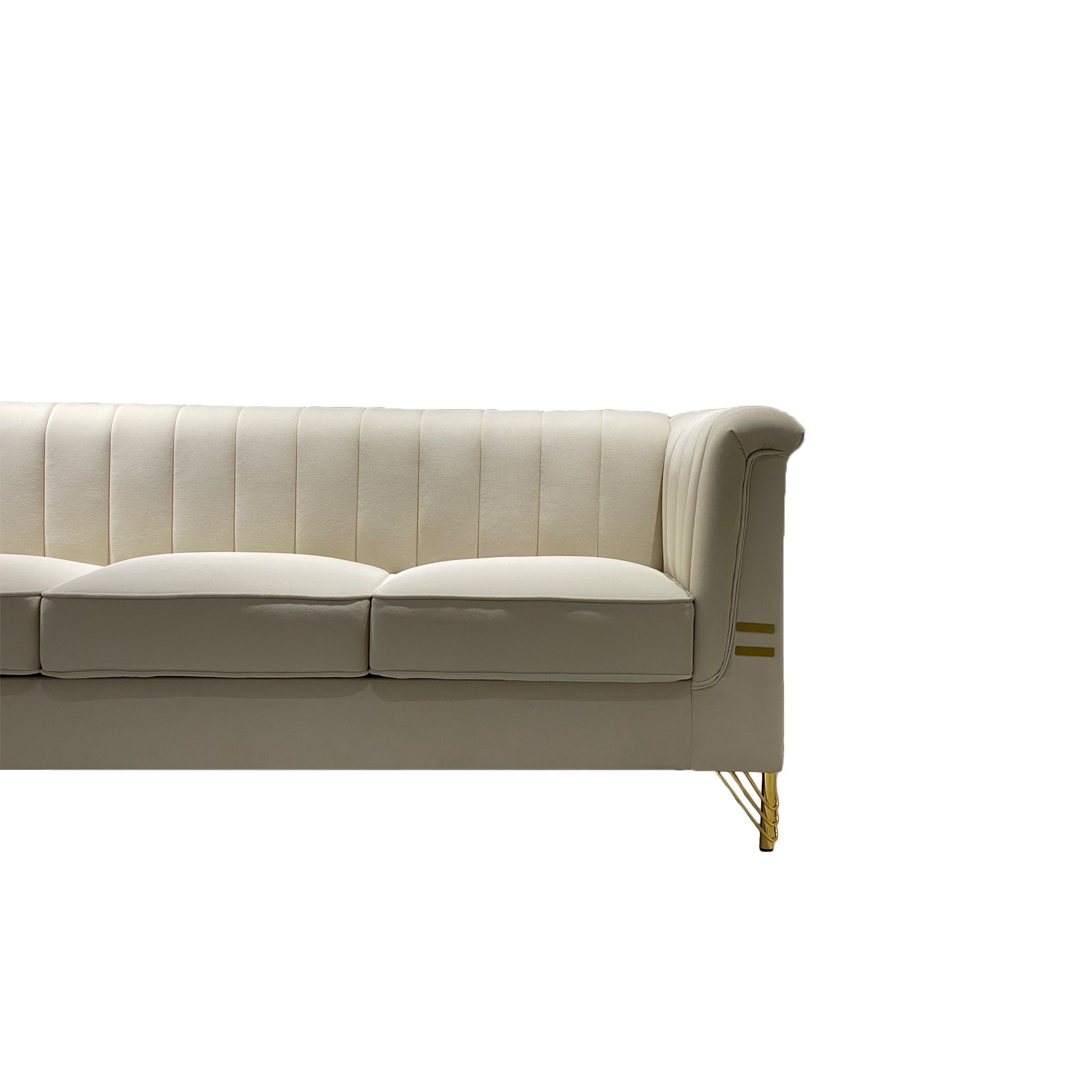 Fx P82 Be Sofa Modern Chenille Sofa, 82.67" Upholstered Couch With Bolster Armrest, 3 Seat Sofa For Living Room, Bedroom, Office, Apartment, Dorm, Beige Beige Velvet 3 Seat