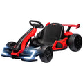 Aosom 24V 7.5 Mph Electric Go Kart With Adjustable Seat, Drifting Car Battery Powered Ride On Toy Outdoor With Slow Start, Button Start, Music, Honking Horn, Lights, For 6 12 Years Old, Red Red