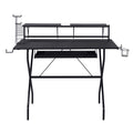 Black Computer Desk With Keyboard Tray Black Keyboard Tray Writting Desk Rectangular Shelves Desk Wood Metal