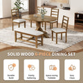 Farmhouse 6 Piece 60Inch Extendable Pedestal Dining Table Set With 18Inch Removable Leaf, 44Inch Bench And 4 Ladder Back Dining Chairs, Dark Brown Wood Dining Room Solid Wood Rubberwood Oval Dining Table With Bench Wood Wood Dark Brown Ladder Back Seats
