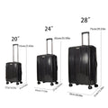 Expandable Luggage Sets 3 Piece,Luggage Set Pp Material Travel Suitcase Set With Spinner Wheels For Men Women, 20'' 24'' 28'' Black Polypropylene