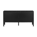 Four Door Sideboard With Geometric Line Patterns And Vintage Metal Handles For Timeless Elegance,Suitable For Living Rooms, Entrance And Study Rooms Black Primary Living Space American Design Mdf