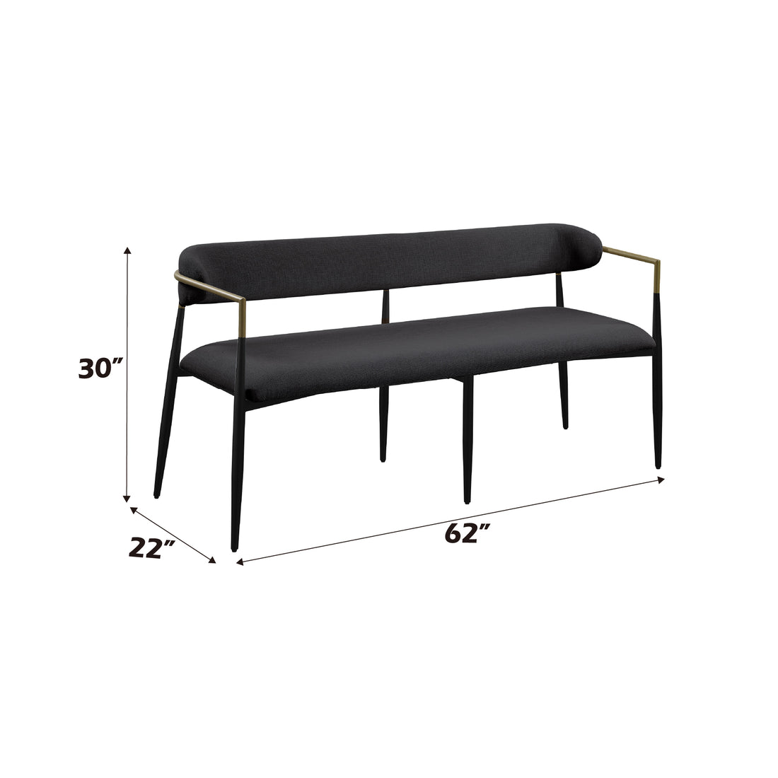 Jaramillo Bench, Black Chenille & Black Finish Dn02699A Black Upholstered