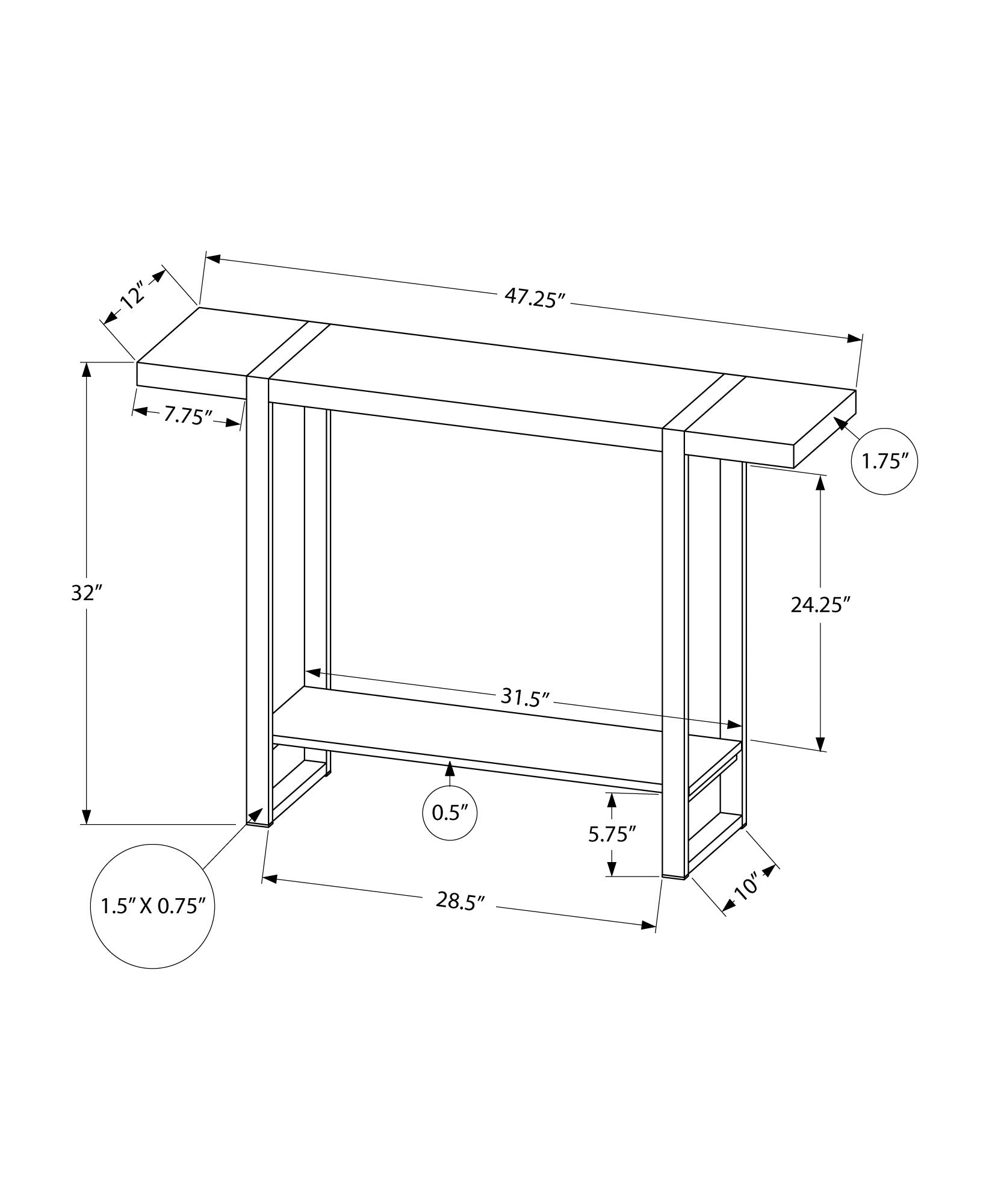 Accent Table, Console, Entryway, Narrow, Sofa, Living Room, Bedroom, Black Laminate, Black Metal, Contemporary, Modern Black Mdf