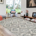 Ari 5 X 7 Modern Area Rug, Diamond Pattern, Soft Fabric, Cream, Gray Grey Cream Fabric
