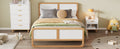 Modern Style Full Size Solid Wood Platform Bed For Kids, Teens, Adults, No Need Box Spring, Walnut And White Box Spring Not Required Full White Walnut Wood Bedroom Modern Pine Bed Frame Wood