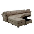 Modular Convertible U Shaped Sectional Sofa Couch With Storage Ottoman Corner Couch For Living Room, Adjustable Arms And Backs Brown Brown Polyester 4 Seat