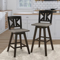 Counter Height Chairs Set Of 2, Black Gray 360 Degree Swivel Chair Solid Rubberwood Kitchen Dining Furniture, Divided X Back Black Gray Dining Room Rustic Solid Wood