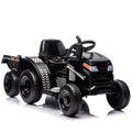 12V Kids Ride On Electric Tractor Black Knight,Kids Ride On Toy.2Wd,Non Skid Tires, Steering Wheel, Foot Pedal,With Removable Storage Tug,Light,Bluetooth,Music,Mp3,Usb,Power Display For Kids Aged 3 . Black 50 99 Lbs Polypropylene