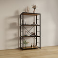 Dfw Bookshelves And Bookcases,29.52Inch Wide Shelf 4 Tier Ladder Shelf 110Lbs Shelf Vintage Industrial Style Bookcase For Bedroom Living Room Home, Vintage Brown 4 Black Vintage Brown Ladder Primary