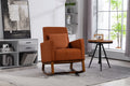 Mid Century Modern Accent Chair With Wood Frame, Upholstered Living Room Chairs With Waist Cushion, Reading Armchair For Bedroom Sunroom Brown Linen