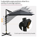 Outsunny 8Ft Cantilever Patio Umbrella, Square Outdoor Offset Umbrella With 360 Rotation, Aluminum Hanging Umbrella With 3 Position Tilt, Crank & Cross Base For Garden, Dark Gray Gray Aluminum