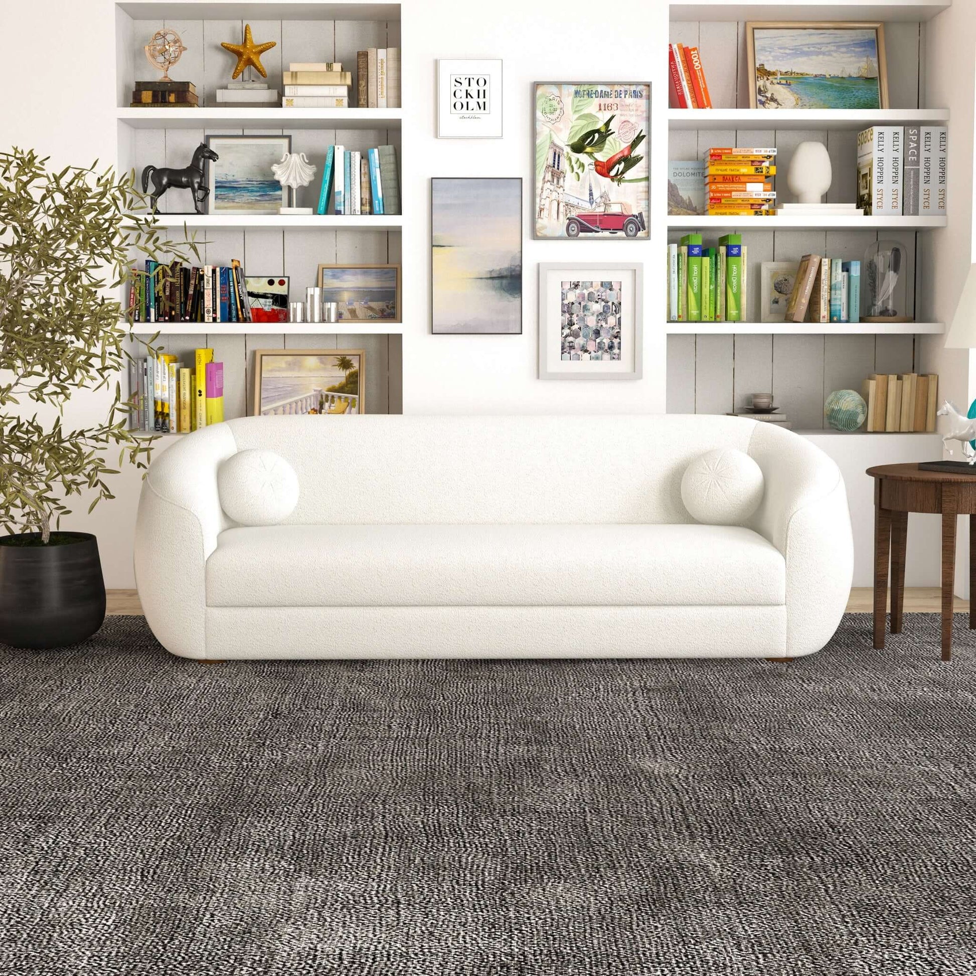 Melinda Boucle Sofa Ivory,White Boucle 3 Seat