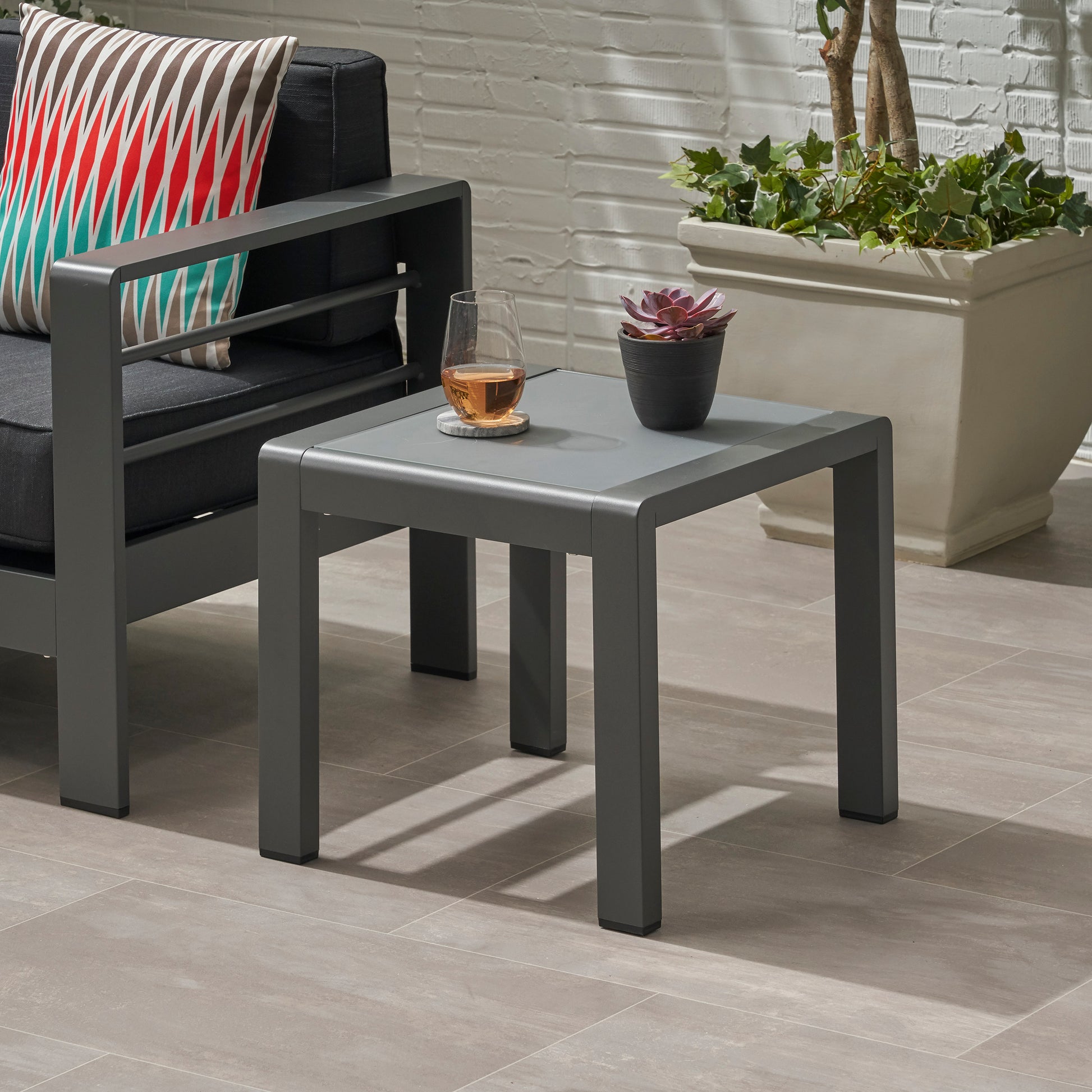 Cape Coral Side Table Grey Aluminium