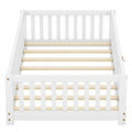 Twin Size Bed Floor Bed With Safety Guardrails And Door For Kids, White Old Sku:W158090683 Twin White Pine