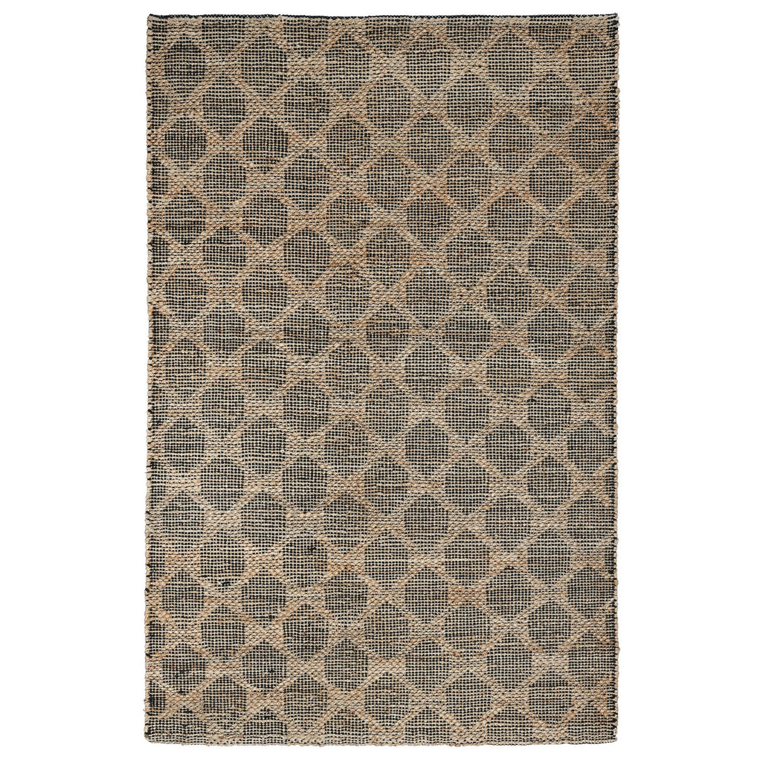 Ona 5 X 8 Handwoven Medium Area Rug, Black And Brown Diamond Lattice Design Black Brown Cotton