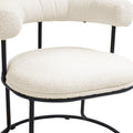 Coolmore Boucle Dining Chairs Set Of 2, Mid Century Modern Curved Backrest Chair, Round Upholstered Kitchen Chairs Beige Boucle Beige Foam Mdf Metal