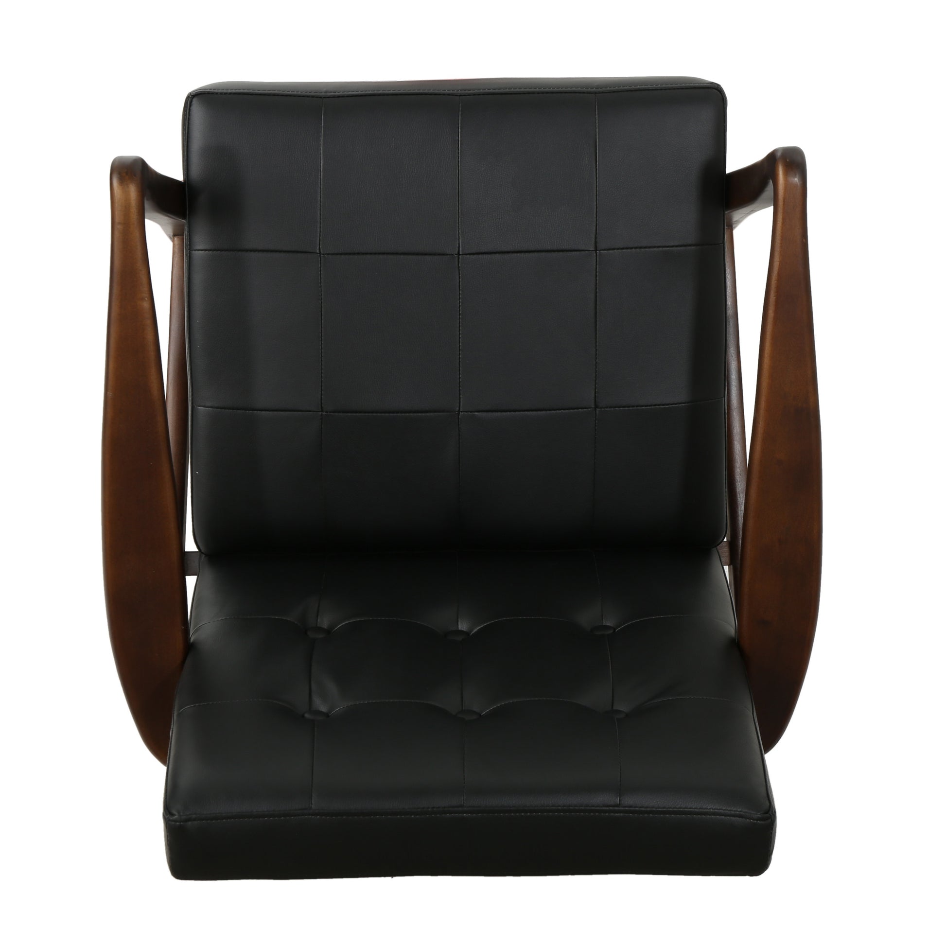 Club Chair, Mid Century Modern Faux Leather Club Chair With Wood Frame Black Pu