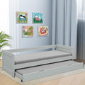 Cesgyfut Twin Daybed With Trundle, Modernwood Daybed With Armrest, Wood Daybedframe For Boy, Girl, No Box Spring Needed,Grey Twin Grey Pine