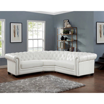 Aliso Leather Symmetrical Sectional Creamy White Genuine Leather Wood Primary Living Space Medium Firm Tight Back Mid Century Modern L Shaped Eucalyptus Rolled Arms Down Filling Leather 5 Seat