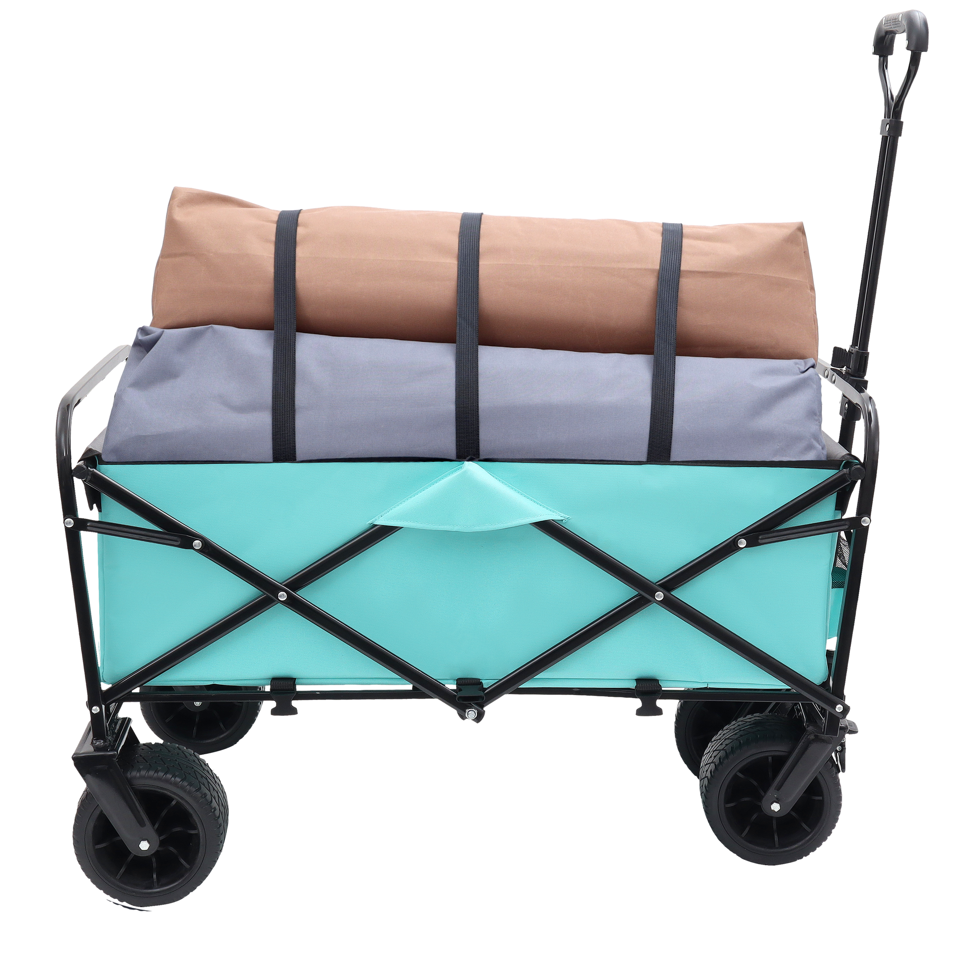 440Lbs Collapsible Foldable Wagon Cart With Strapping System ,Beach Wagon Utility Cart Utility Wagon Grocery Cart For Camping Shopping Sports Gardening Fishing Supports 3Pcs Plastic Liner Bag Blue