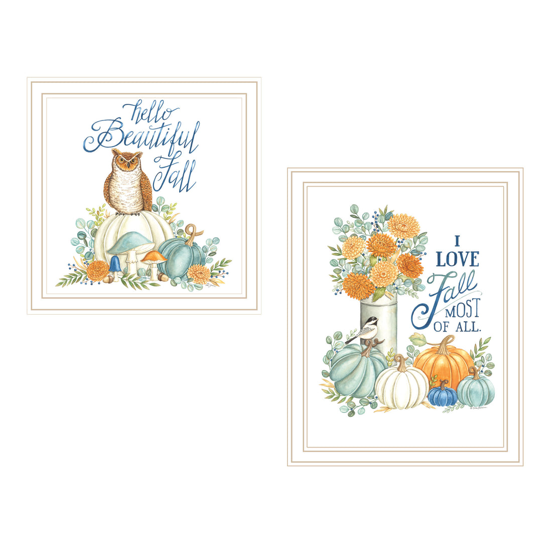 2 Piece Vignette I Beautiful Fall Most Of All White Framed Wall Art For Living Room, Bedroom Wall Art Print For Home Decor By Deb Strain Multicolor Wood Paper