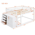 Full Over Full Bunk Bed With 4 Drawers And 3 Shelves White Full White Solid Wood