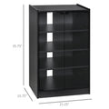 Homcom 5 Tier Media Stand Cabinet With 3 Level Adjustable Shelves, Tempered Glass Doors, And Cable Management, Distressed Black Distressed Black Particle Board