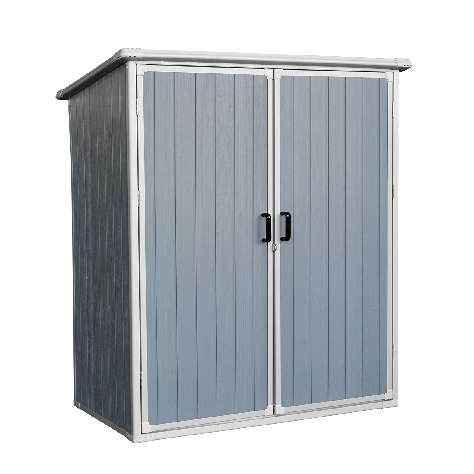 5X3Ft Outdoor Storage Shed Waterproof Resin Cabinet With Lockable Doors For Bikes And Patio Furniture Gray Plastic