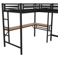 Twin Size Metal Loft Bed With Two Built In Desks,Black Twin Black Metal