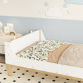 Twin Bed With Headboard, Footboard, Safeguards, Built In Bed End Book Storage Rack ,White Twin White American Design Pine