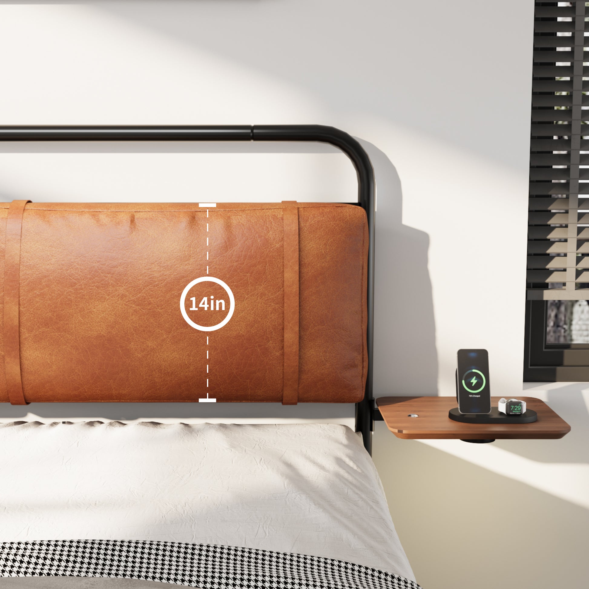 Queen Size Metal Bed Frame With Upholstered Headboard, With Wireless Charging And Usb A & Usb C, Touch Led Light,Oval Shaped Platform Bed With Under Bed Storage, No Box Spring Needed, Vintage Brown Box Spring Not Required Queen Antique Brown Metal