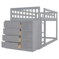 Twin Over Twin Bunk Bed With 4 Drawers And 3 Shelves Gray Twin Gray Solid Wood